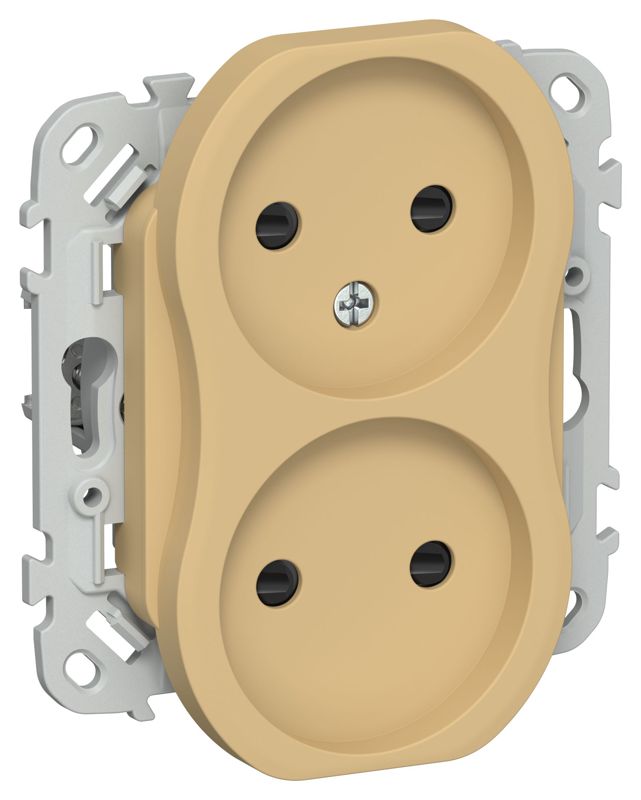 Розетка 2-м СП FLITE РСш02-0-ФлШм 10А без заземл. с защ. шторками механизм шамуа IEK FI-R23-10-K89