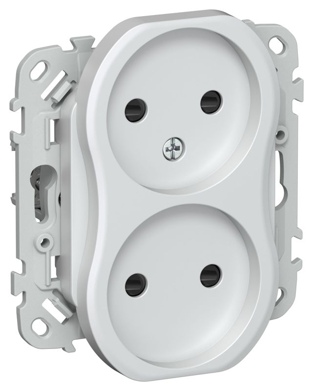 Розетка 2-м СП FLITE РСш02-1-ФлЖ 10А без заземл. с защ. шторками безвинтовое крепление механизм жемчуж. IEK FI-R23-10-1-K36