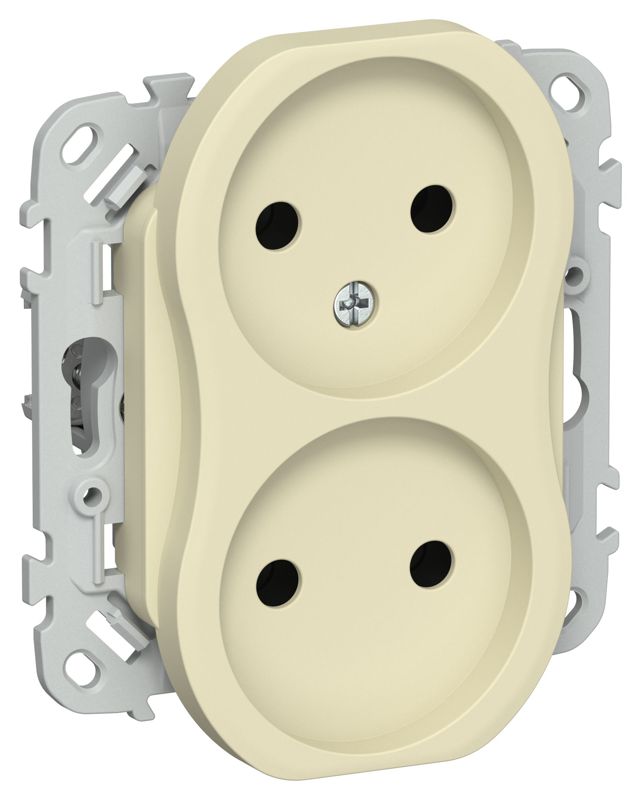 Розетка 2-м СП FLITE РС02-0-ФлН 10А без заземл. без защ. шторок механизм навахо IEK FI-R20-10-K87
