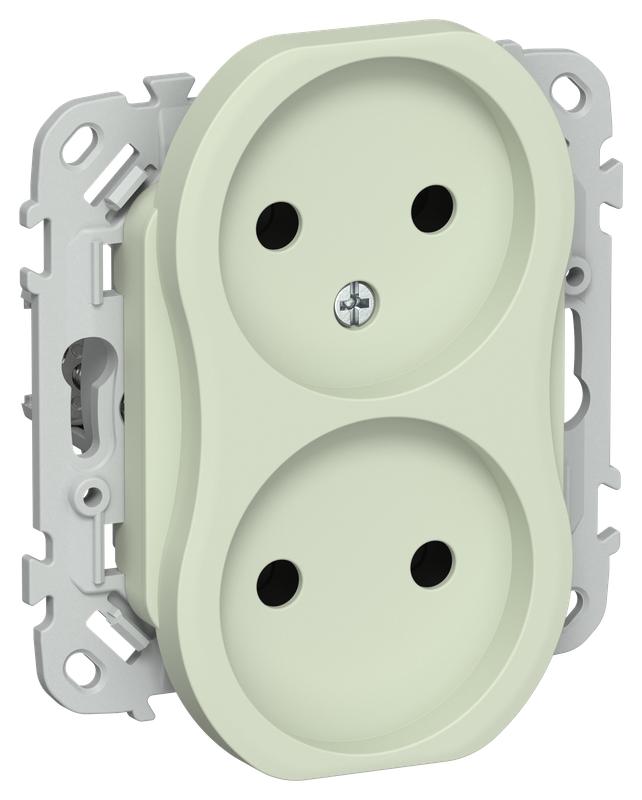 Розетка 2-м СП FLITE РС02-0-ФлП 10А без заземл. без защ. шторок механизм панг IEK FI-R20-10-K92