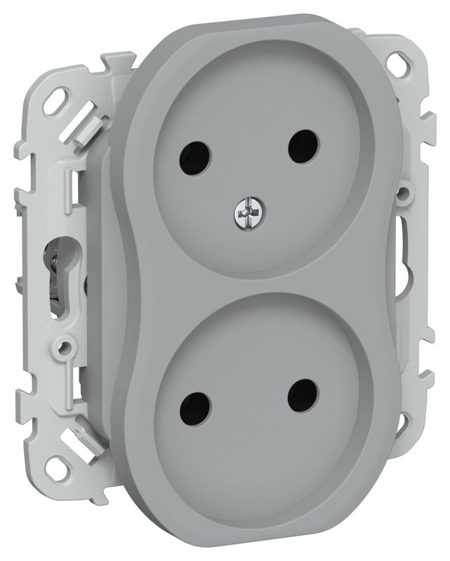 Розетка 2-м СП FLITE РС02-0-ФлС 10А без заземл. без защ. шторок механизм сер. IEK FI-R20-10-K03