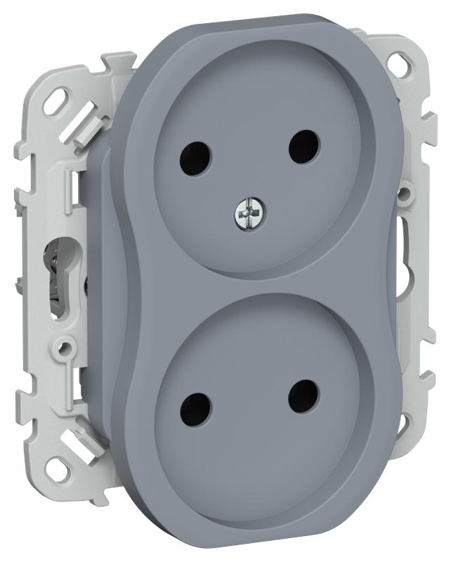 Розетка 2-м СП FLITE РС02-1-ФлМ 10А без заземл. без защ. шторок безвинтовое крепление механизм маренго IEK FI-R20-10-1-K35