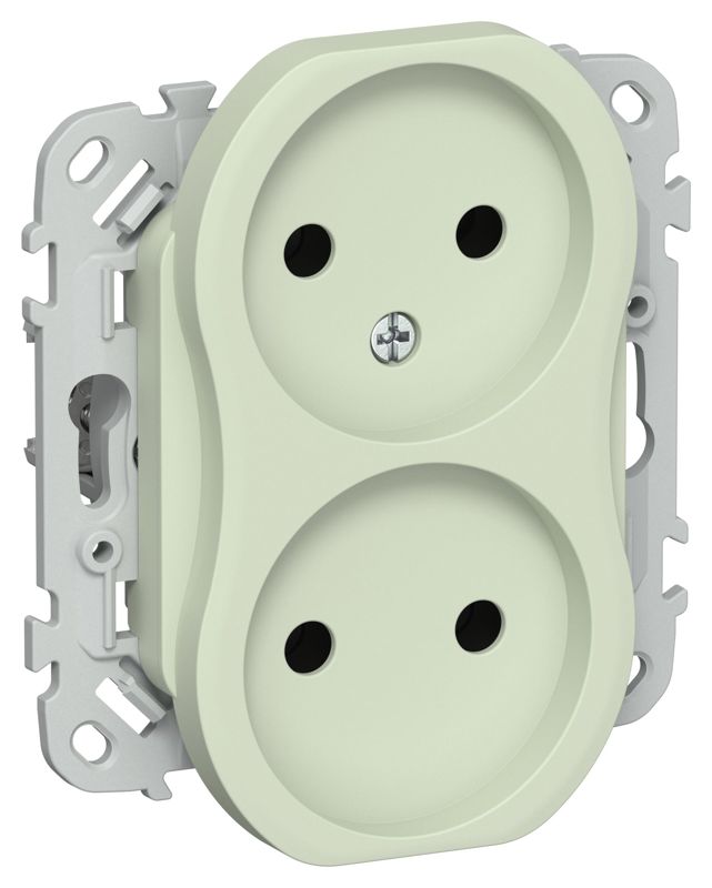 Розетка 2-м СП FLITE РС02-1-ФлП 10А без заземл. без защ. шторок безвинтовое крепление механизм панг IEK FI-R20-10-1-K92
