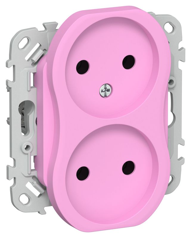 Розетка 2-м СП FLITE РС02-1-ФлПр 10А без заземл. без защ. шторок безвинтовое крепление механизм пурпур. IEK FI-R20-10-1-K99