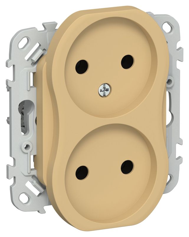 Розетка 2-м СП FLITE РС02-1-ФлШм 10А без заземл. без защ. шторок безвинтовое крепление механизм шамуа IEK FI-R20-10-1-K89