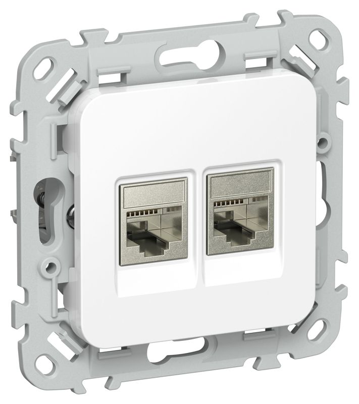 Розетка компьютерная 2-м СП FLITE РК5е-2-1-ФлБ RJ45 кат.5E STP механизм бел. IEK FI-K21-1-K01