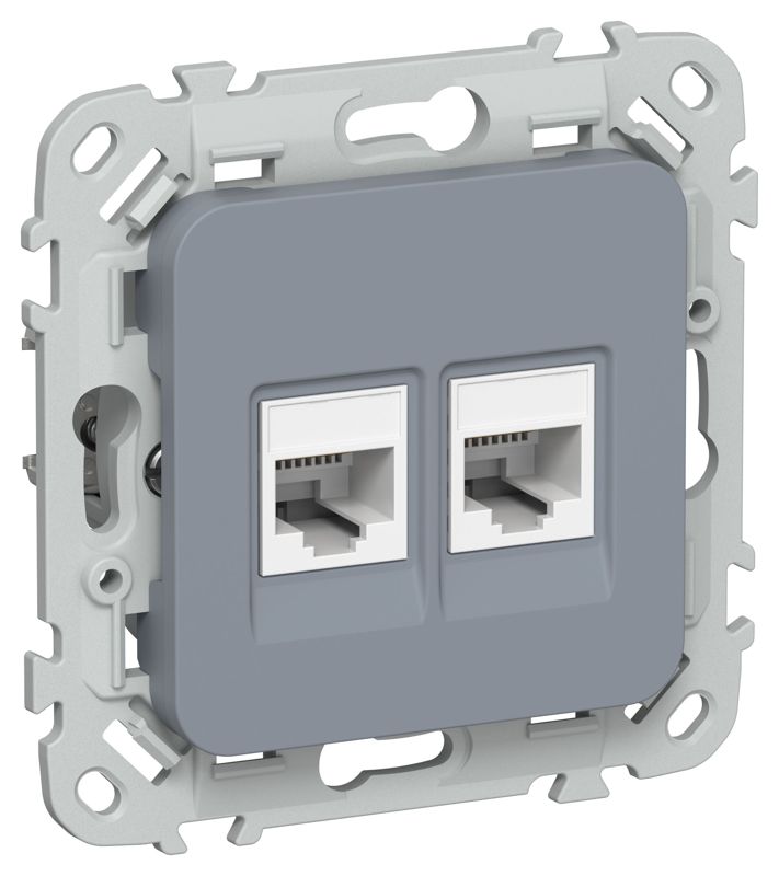 Розетка компьютерная 2-м СП FLITE РК6-2-0-ФлМ RJ45 кат.6 UTP механизм маренго IEK FI-K22-2-K35