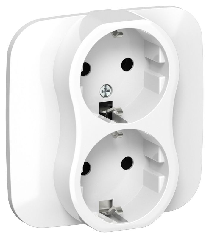 Розетка 2-м СП FLITE РС12-0-А-ФлБ 16А с заземл. без защ. шторок в сборе механизм бел. IEK FI-R21A-16-K01