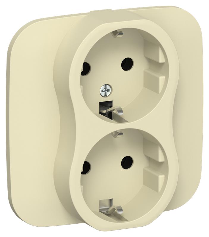Розетка 2-м СП FLITE РС12-0-А-ФлН 16А с заземл. без защ. шторок в сборе механизм навахо IEK FI-R21A-16-K87