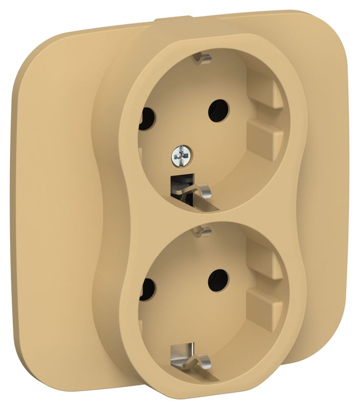 Розетка 2-м СП FLITE РС12-0-А-ФлШм 16А с заземл. без защ. шторок в сборе механизм шамуа IEK FI-R21A-16-K89