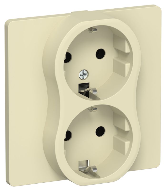 Розетка 2-м СП FLITE РС12-0-К-ФлН 16А с заземл. без защ. шторок в сборе механизм навахо IEK FI-R21C-16-K87