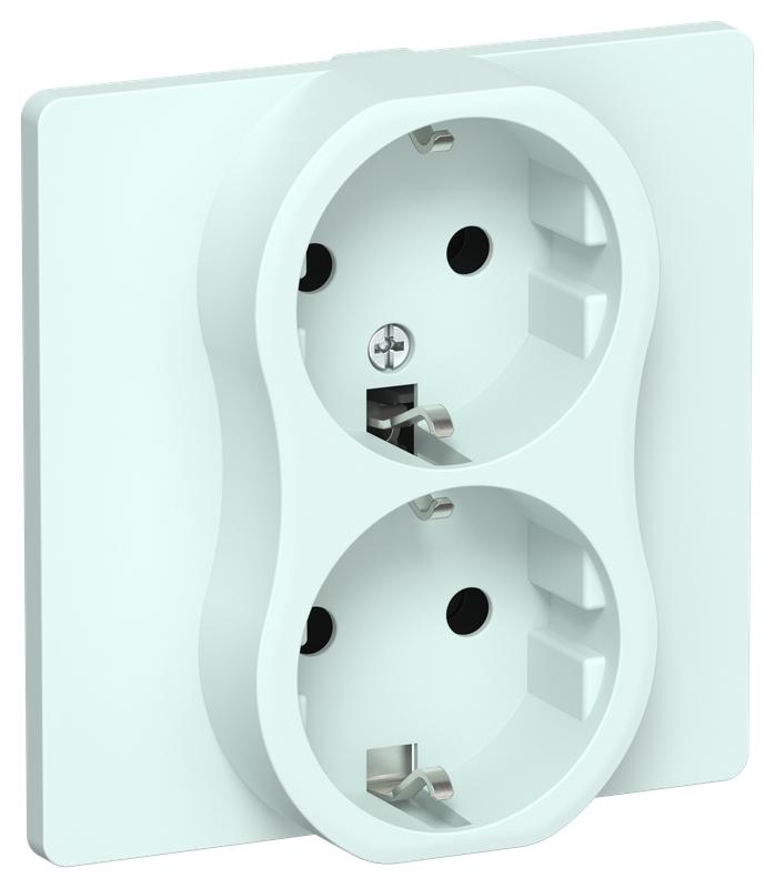 Розетка 2-м СП FLITE РС12-0-К-ФлХЛ 16А с заземл. без защ. шторок в сборе механизм холод. лед IEK FI-R21C-16-K94