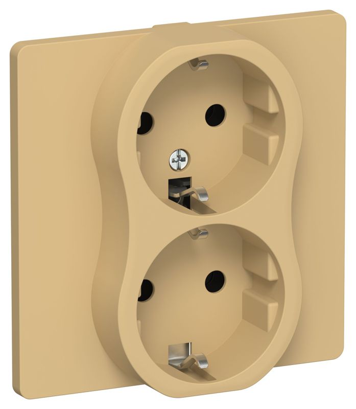 Розетка 2-м СП FLITE РС12-0-К-ФлШм 16А с заземл. без защ. шторок в сборе механизм шамуа IEK FI-R21C-16-K89