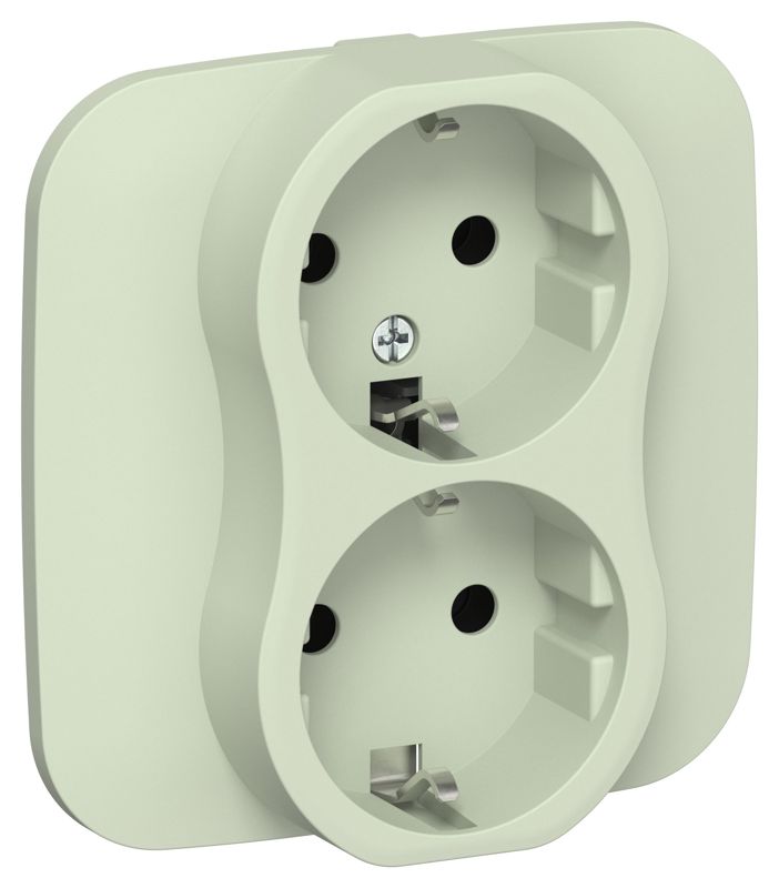 Розетка 2-м СП FLITE РС12-1-А-ФлП 16А с заземл. без защ. шторок безвинтовое крепление в сборе механизм панг IEK FI-R21A-16-1-K92