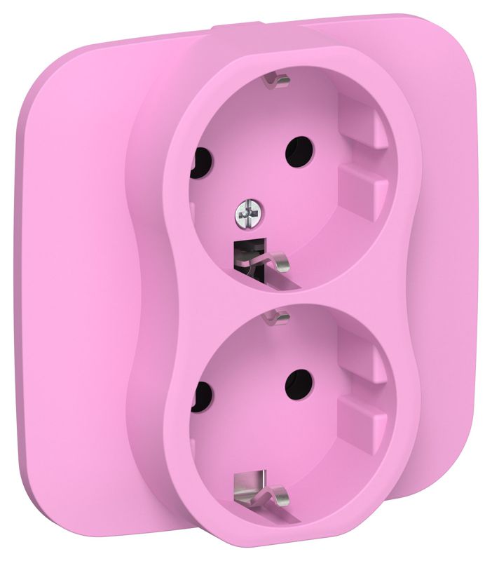 Розетка 2-м СП FLITE РС12-1-А-ФлПр 16А с заземл. без защ. шторок безвинтовое крепление в сборе механизм пурпур. IEK FI-R21A-16-1-K99