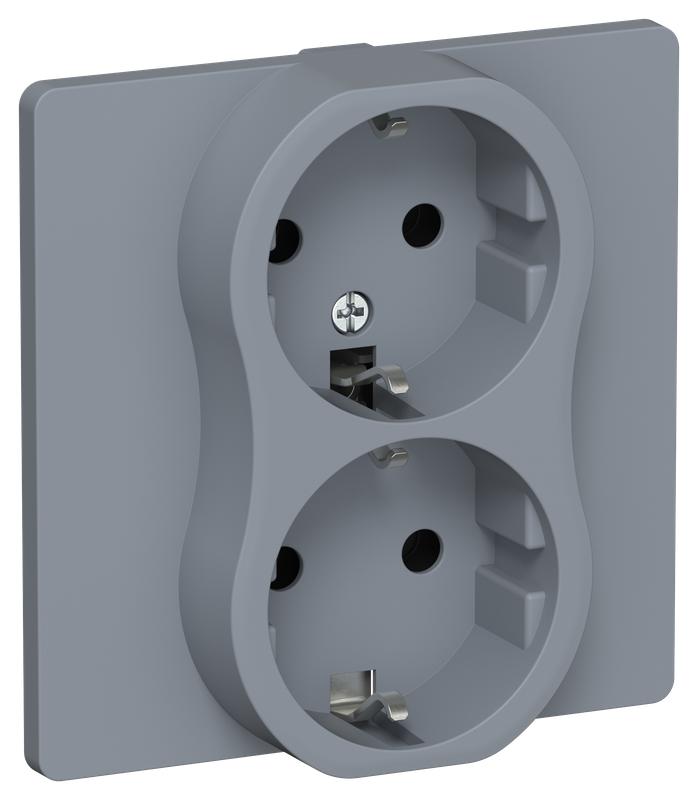 Розетка 2-м СП FLITE РС12-1-К-ФлМ 16А с заземл. без защ. шторок безвинтовое крепление в сборе механизм маренго IEK FI-R21C-16-1-K35