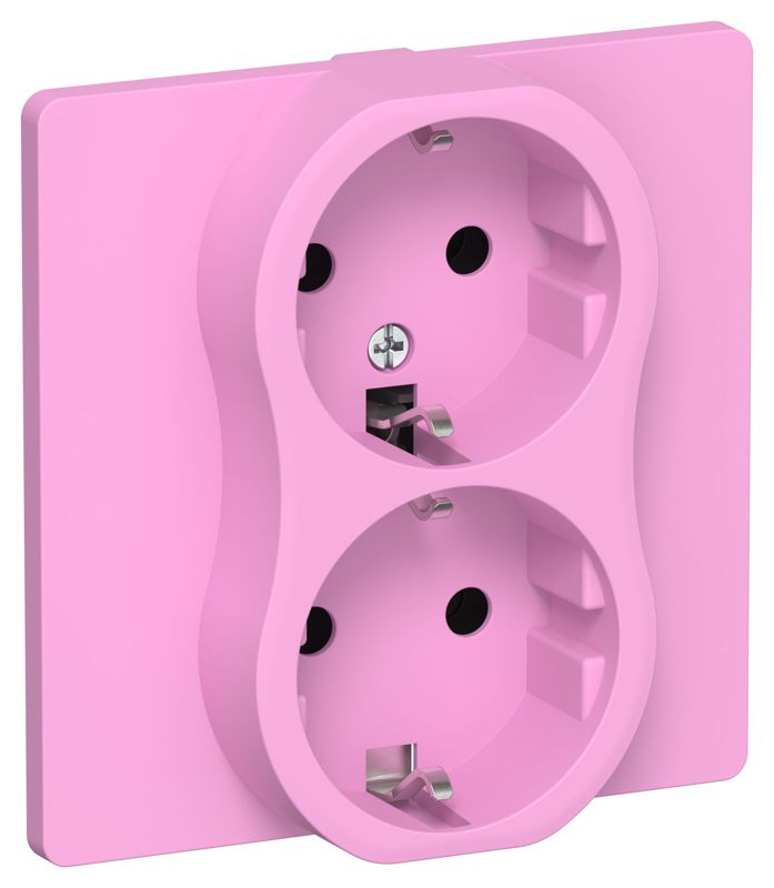 Розетка 2-м СП FLITE РС12-1-К-ФлПр 16А с заземл. без защ. шторок безвинтовое крепление в сборе механизм пурпур. IEK FI-R21C-16-1-K99