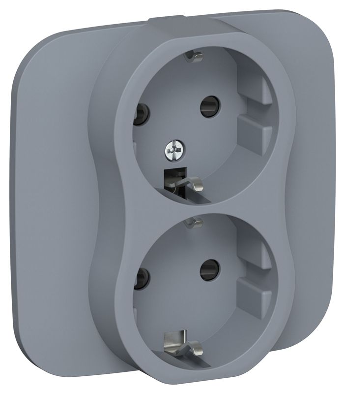 Розетка 2-м СП FLITE РСш12-0-А-ФлМ 16А с заземл. с защ. шторками в сборе механизм маренго IEK FI-R24A-16-K35