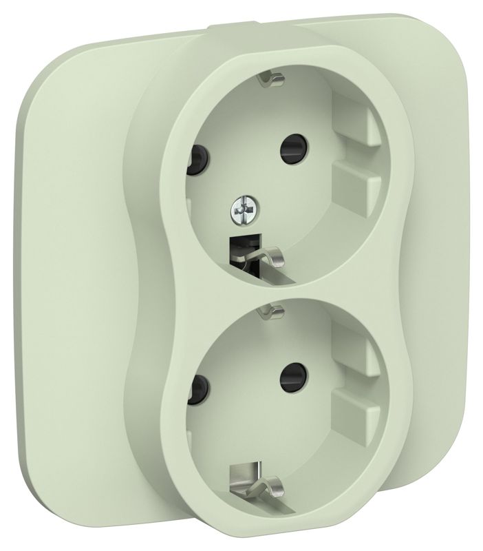 Розетка 2-м СП FLITE РСш12-0-А-ФлП 16А с заземл. с защ. шторками в сборе механизм панг IEK FI-R24A-16-K92