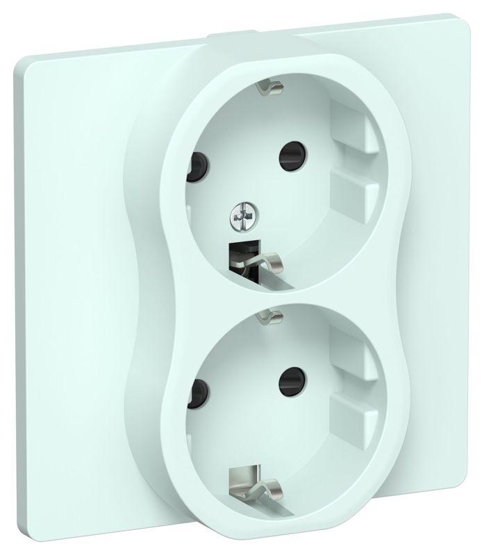 Розетка 2-м СП FLITE РСш12-0-К-ФлХЛ 16А с заземл. с защ. шторками в сборе механизм холод. лед IEK FI-R24C-16-K94