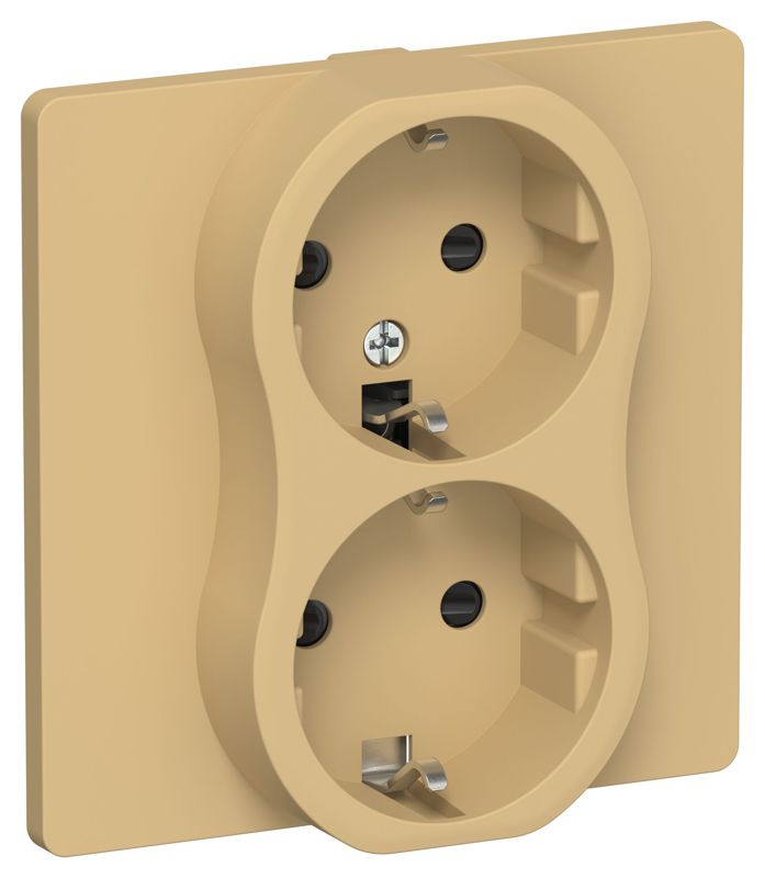 Розетка 2-м СП FLITE РСш12-0-К-ФлШм 16А с заземл. с защ. шторками в сборе механизм шамуа IEK FI-R24C-16-K89