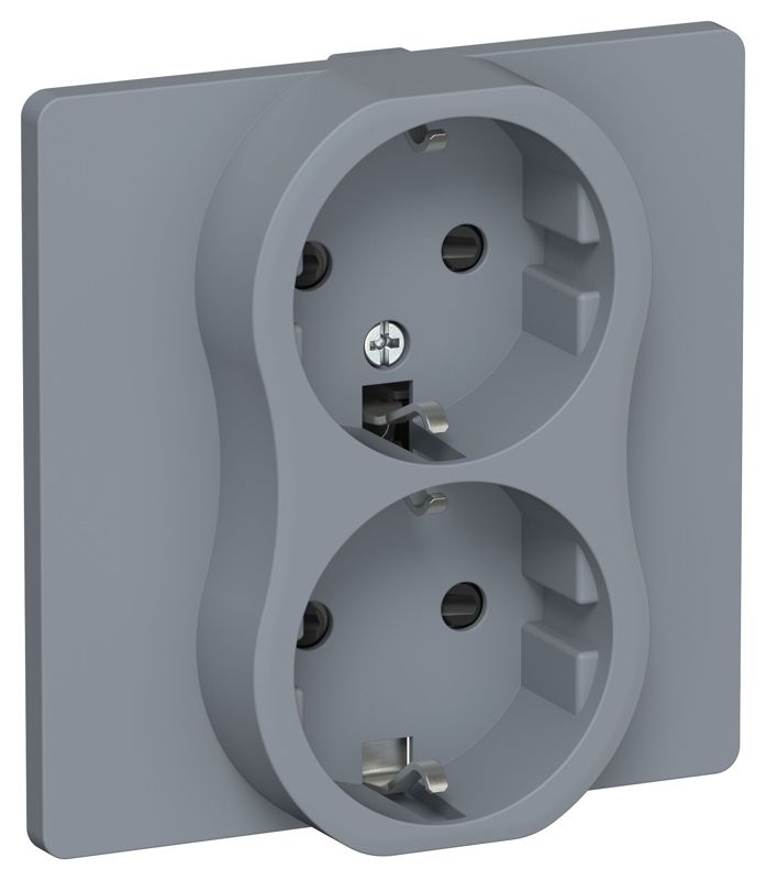 Розетка 2-м СП FLITE РСш12-1-К-ФлМ 16А с заземл. с защ. шторками безвинтовое крепление в сборе механизм маренго IEK FI-R24C-16-1-K35