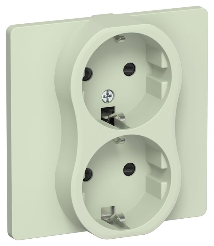 Розетка 2-м СП FLITE РСш12-1-К-ФлП 16А с заземл. с защ. шторками безвинтовое крепление в сборе механизм панг IEK FI-R24C-16-1-K92