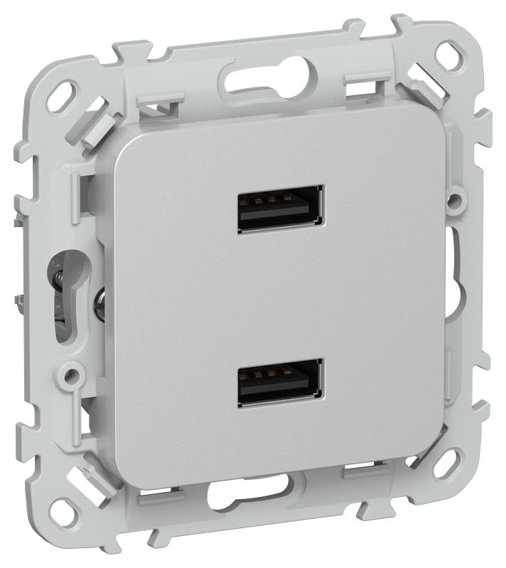 Розетка USB AA СП FLITE РЮ-2-ФлА 2.1А механизм алюм. IEK FI-U21-D31-K47