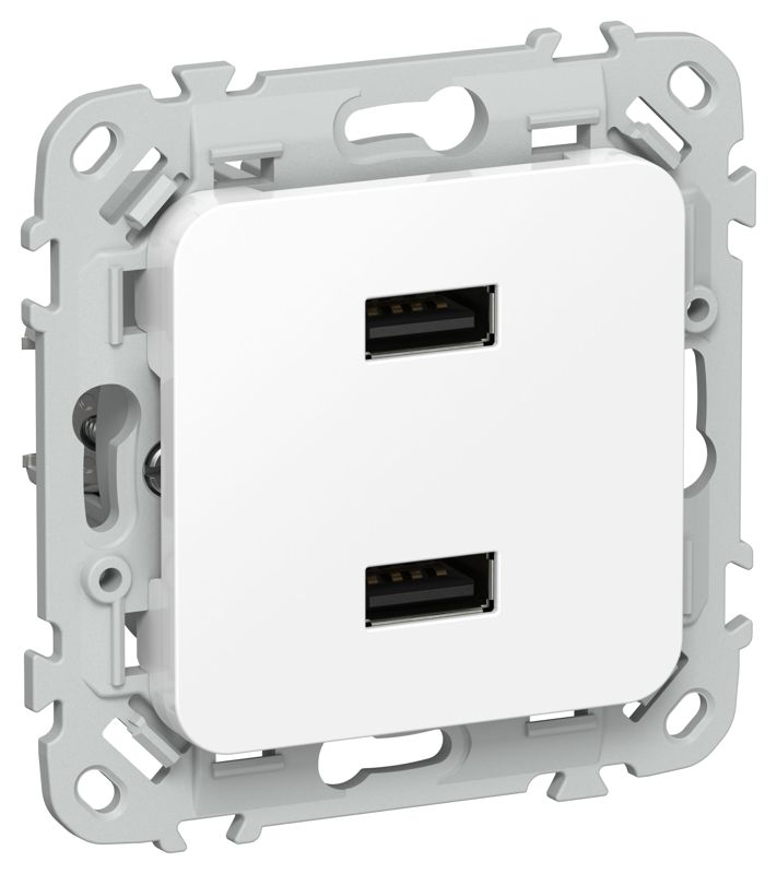 Розетка USB AA СП FLITE РЮ-2-ФлБ 2.1А механизм бел. IEK FI-U21-D31-K01