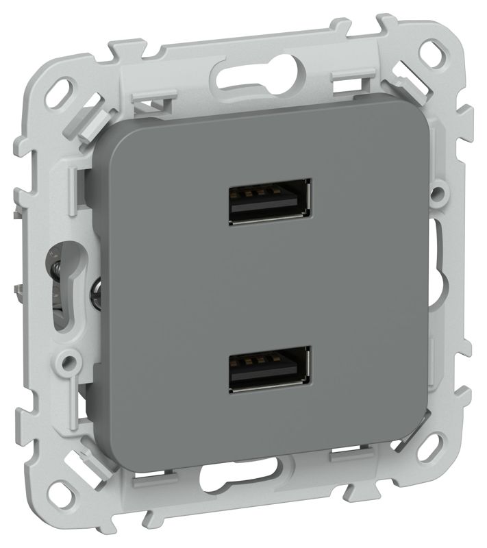 Розетка USB СП FLITE РЮ-2-ФлМА AA 2.1А механизм мокрый асфальт IEK FI-U21-D31-K80