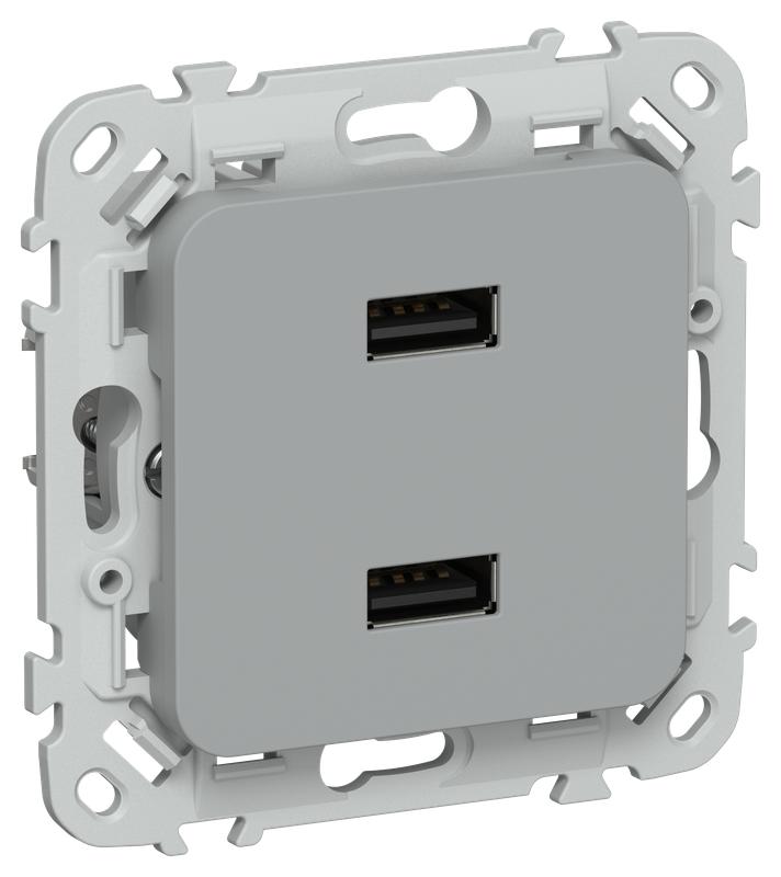 Розетка USB СП FLITE РЮ-2-ФлС AA 2.1А механизм сер. IEK FI-U21-D31-K03