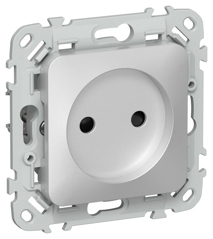 Розетка СП FLITE РСш01-0-ФлА 10А без заземл. с защ. шторками механизм алюм. IEK FI-R13-10-K47