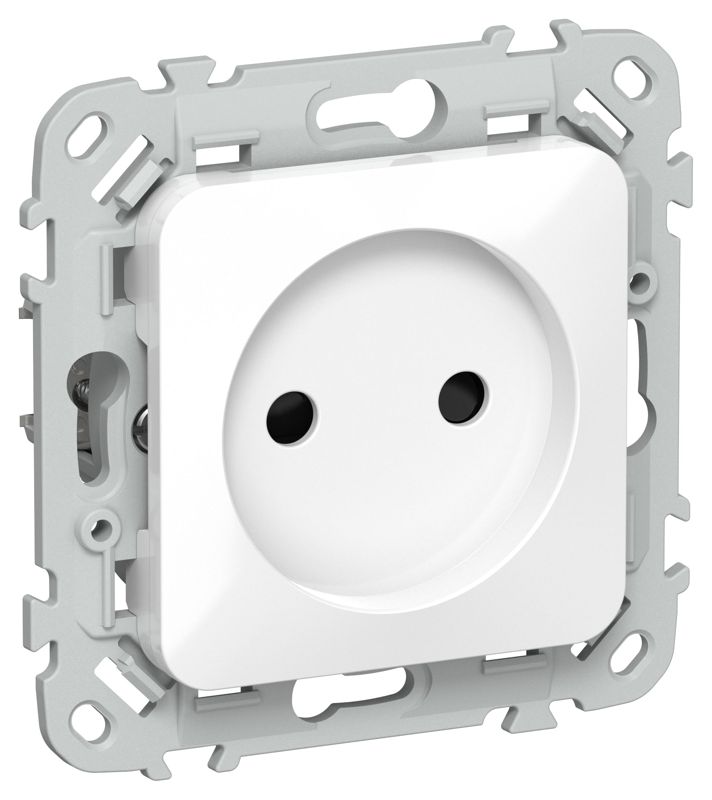 Розетка СП FLITE РСш01-0-ФлБ 10А без заземл. с защ. шторками механизм бел. IEK FI-R13-10-K01