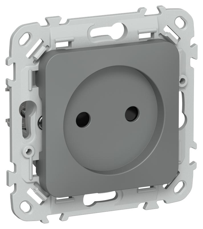 Розетка СП FLITE РСш01-0-ФлМА 10А без заземл. с защ. шторками механизм мокрый асфальт IEK FI-R13-10-K80