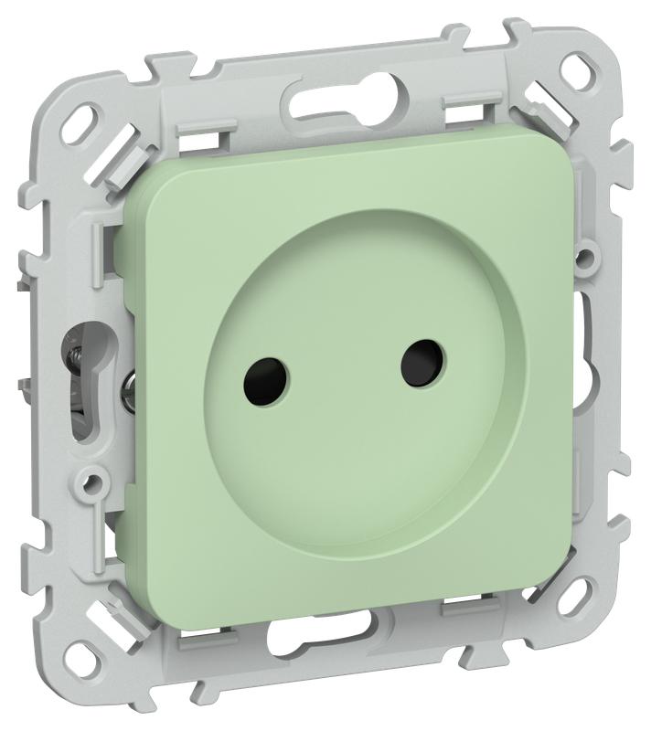 Розетка СП FLITE РСш01-0-ФлФ 10А без заземл. с защ. шторками механизм фисташк. IEK FI-R13-10-K93