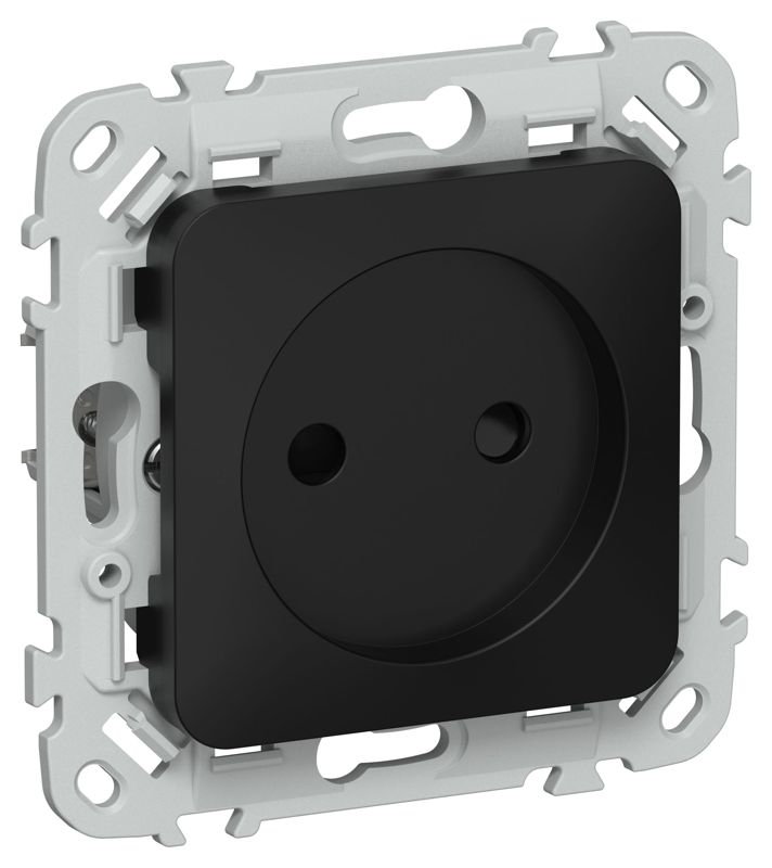 Розетка СП FLITE РСш01-0-ФлЧ 10А без заземл. с защ. шторками механизм черн. IEK FI-R13-10-K02