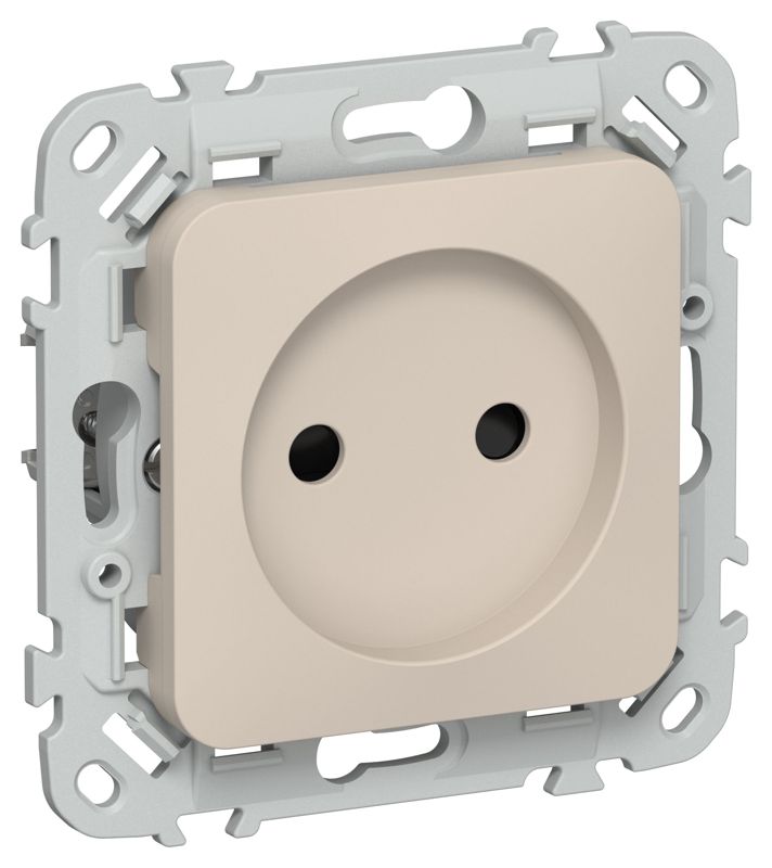 Розетка СП FLITE РСш01-1-ФлЛ 10А без заземл. с защ. шторками безвинтовое крепление механизм льняной IEK FI-R13-10-1-K88