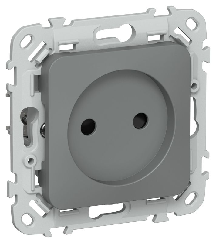 Розетка СП FLITE РСш01-1-ФлМА 10А без заземл. с защ. шторками безвинтовое крепление механизм мокрый асфальт IEK FI-R13-10-1-K80