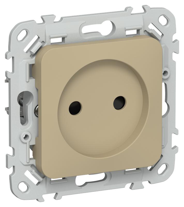 Розетка СП FLITE РСш01-1-ФлХ 10А без заземл. с защ. шторками безвинтовое крепление механизм хаки IEK FI-R13-10-1-K59