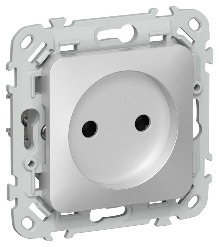 Розетка СП FLITE РС01-0-ФлА 10А без заземл. без защ. шторок механизм алюм. IEK FI-R10-10-K47