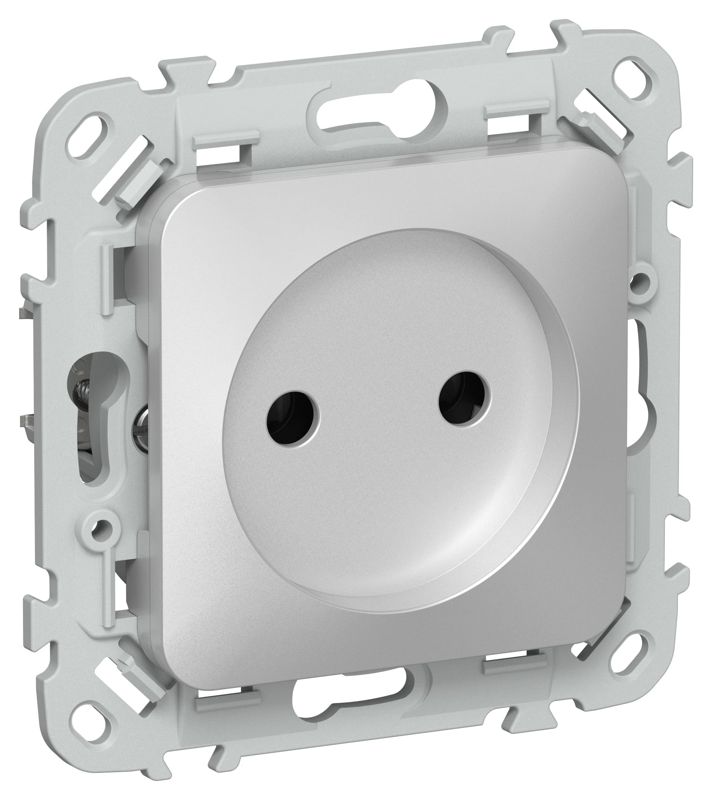 Розетка СП FLITE РС01-1-ФлА 10А без заземл. без защ. шторок безвинтовое крепление механизм алюм. IEK FI-R10-10-1-K47