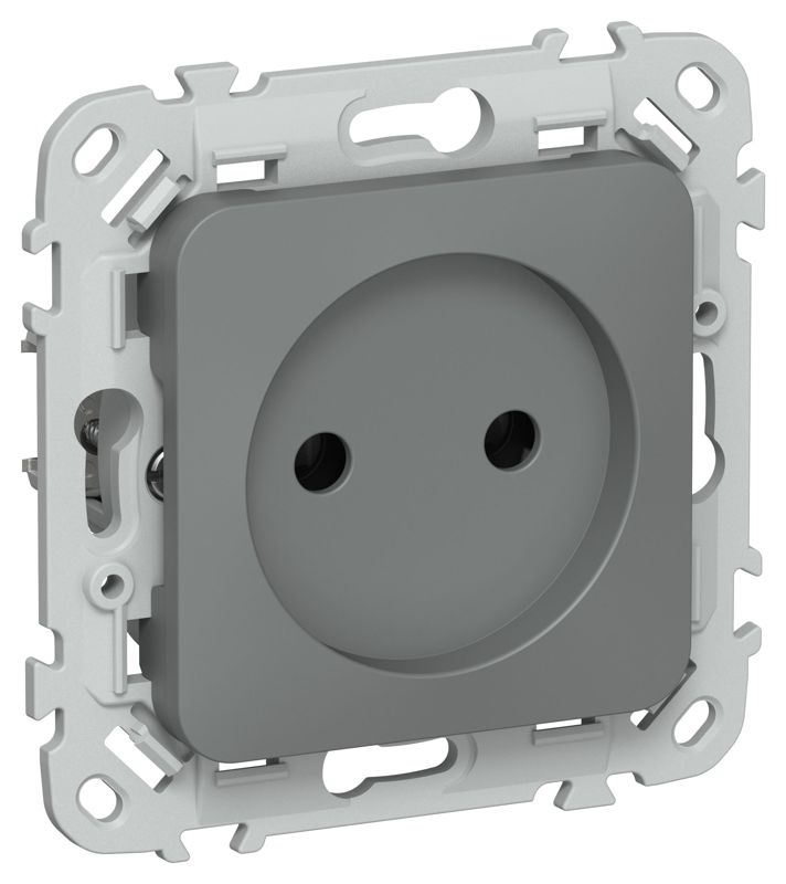 Розетка СП FLITE РС01-1-ФлМА 10А без заземл. без защ. шторок безвинтовое крепление механизм мокрый асфальт IEK FI-R10-10-1-K80