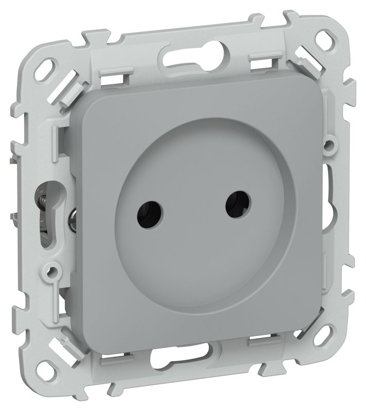 Розетка СП FLITE РС01-1-ФлС 10А без заземл. без защ. шторок безвинтовое крепление механизм сер. IEK FI-R10-10-1-K03