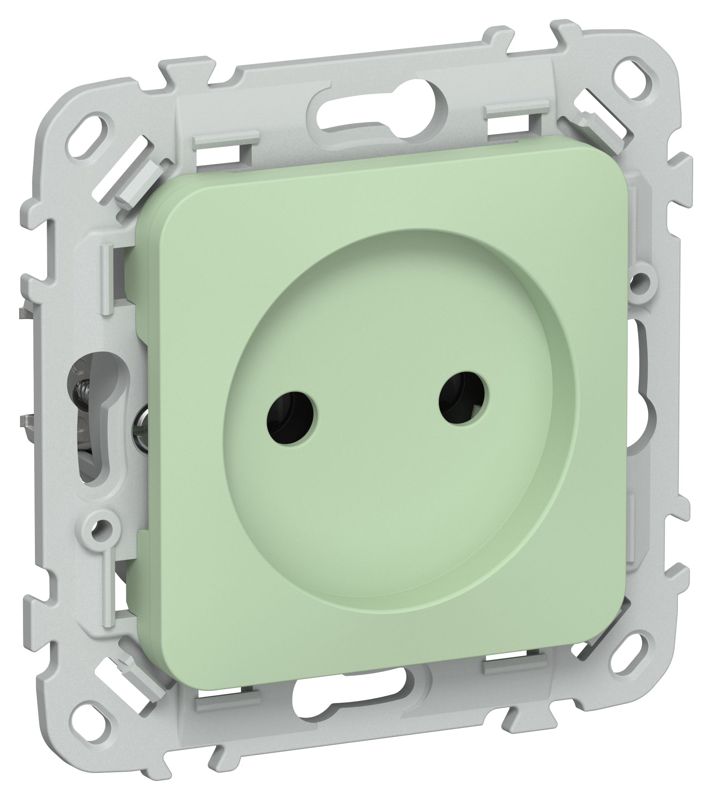 Розетка СП FLITE РС01-1-ФлФ 10А без заземл. без защ. шторок безвинтовое крепление механизм фисташк. IEK FI-R10-10-1-K93