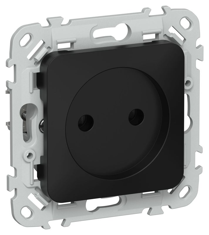 Розетка СП FLITE РС01-1-ФлЧ 10А без заземл. без защ. шторок безвинтовое крепление механизм черн. IEK FI-R10-10-1-K02