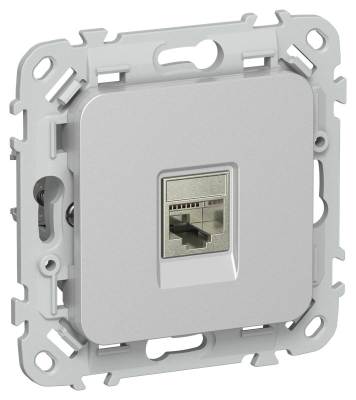 Розетка компьютерная СП FLITE РК5е-1-1-ФлА RJ45 кат.5E STP механизм алюм. IEK FI-K11-1-K47