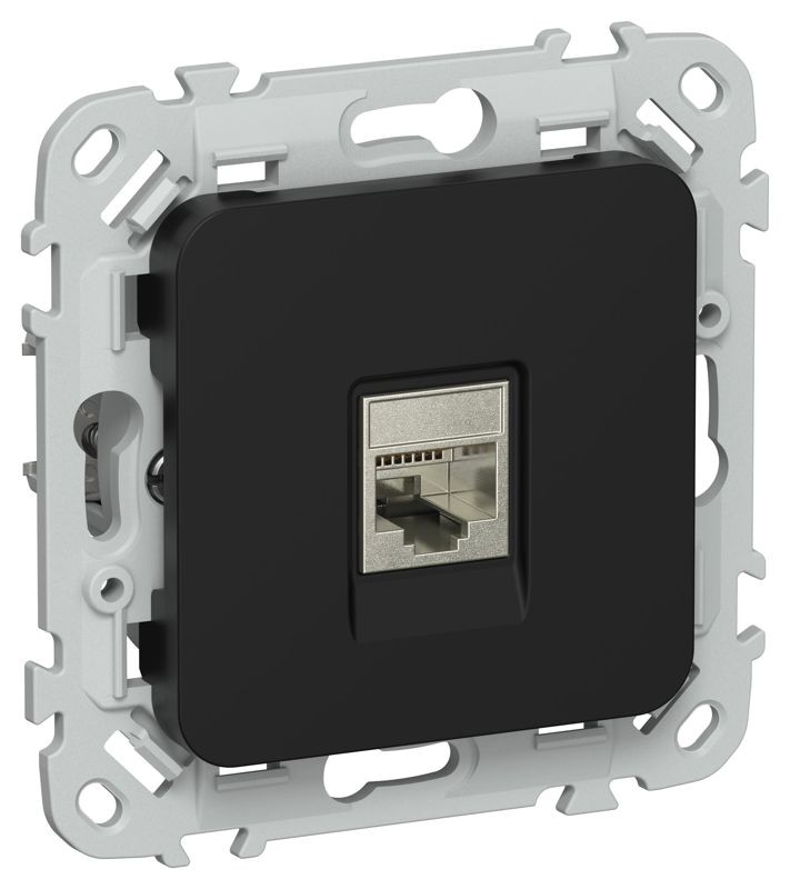 Розетка компьютерная СП FLITE РК5е-1-1-ФлЧ RJ45 кат.5E STP механизм черн. IEK FI-K11-1-K02