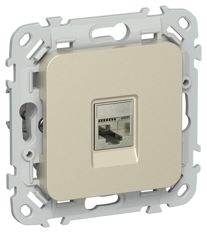 Розетка компьютерная СП FLITE РК5е-1-1-ФлШ RJ45 кат.5E STP механизм шампань IEK FI-K11-1-K37