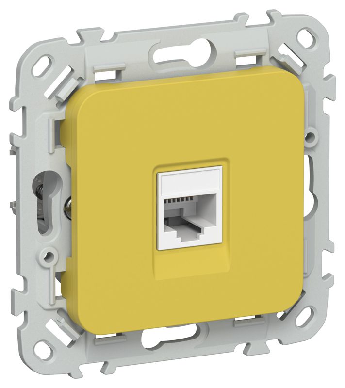 Розетка компьютерная СП FLITE РК5е-1-0-ФлЖК RJ45 кат.5E UTP механизм желт. карри IEK FI-K12-1-K44