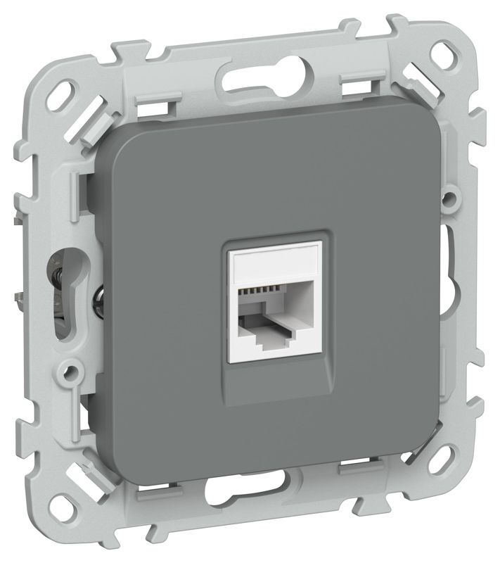 Розетка компьютерная СП FLITE РК5е-1-0-ФлМА RJ45 кат.5E UTP механизм мокрый асфальт IEK FI-K12-1-K80